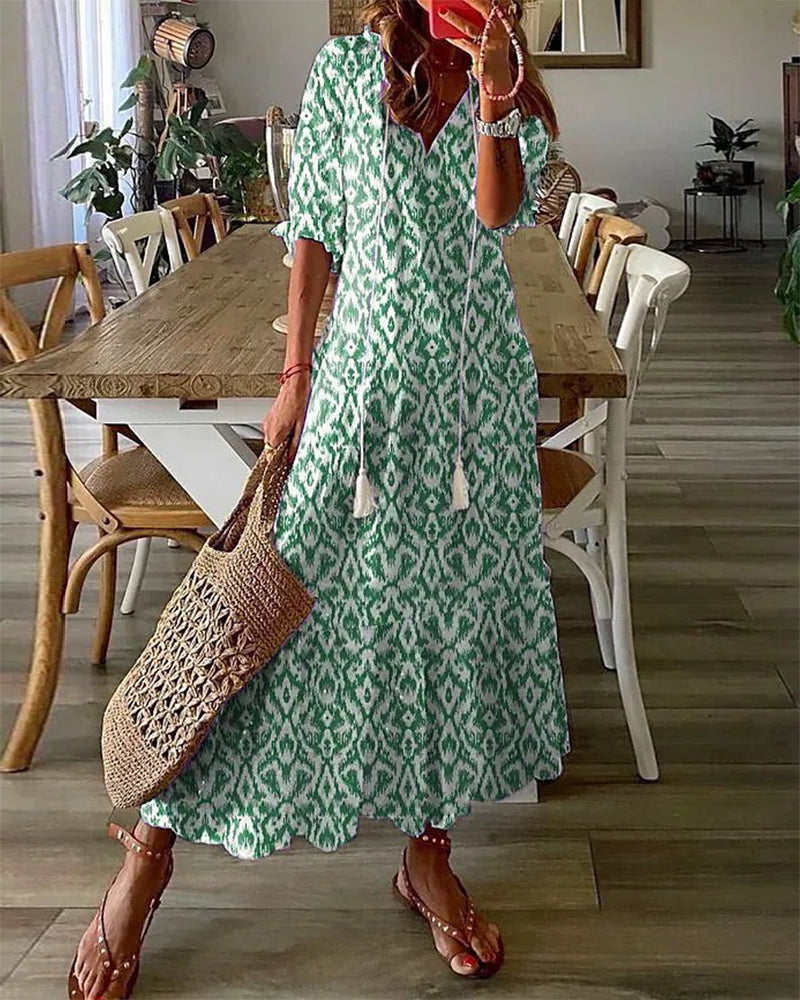 Jen – Boho Kleid mit geometrischem Print