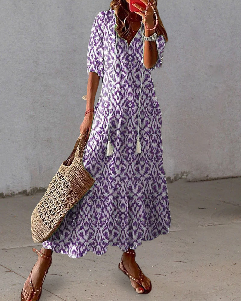 Jen – Boho Kleid mit geometrischem Print