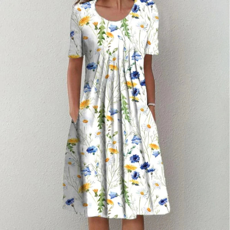 Alissa – Elegantes Blumenkleid mit Bauchbedeckung