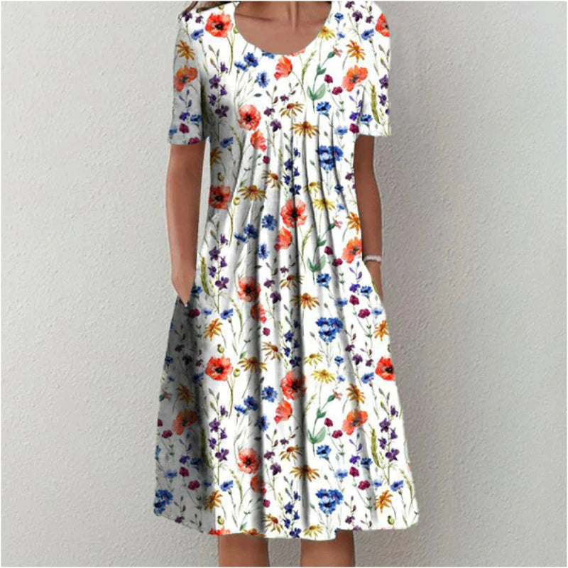 Alissa – Elegantes Blumenkleid mit Bauchbedeckung