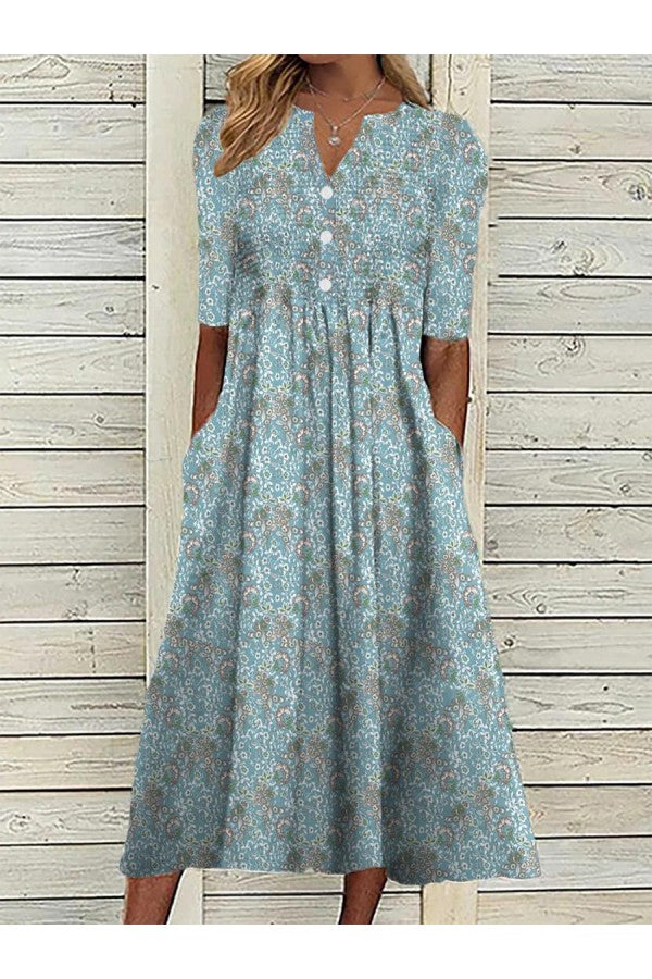 Lia – Luftiges Blumenkleid mit V-Ausschnitt