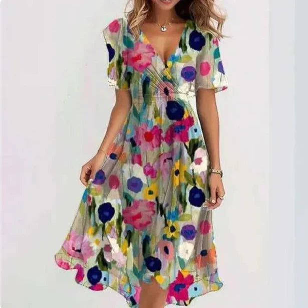 Isabella – Elegantes V-Ausschnitt Sommerkleid