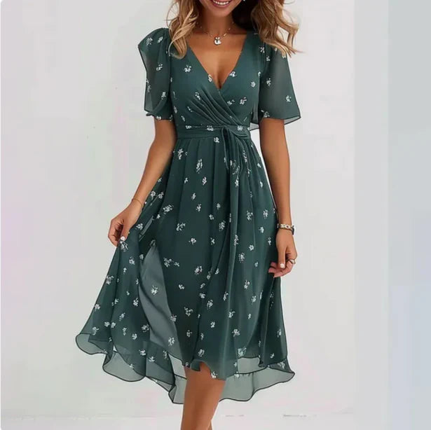 Isabella – Elegantes V-Ausschnitt Sommerkleid