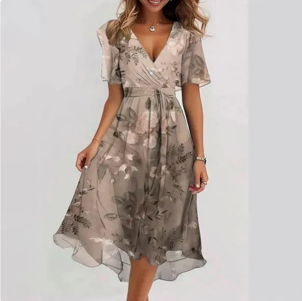 Isabella – Elegantes V-Ausschnitt Sommerkleid