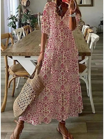 Jen – Boho Kleid mit geometrischem Print