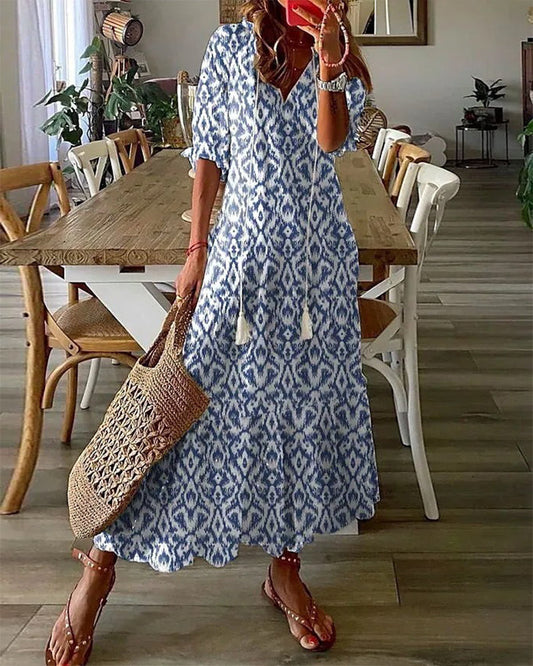 Jen – Boho Kleid mit geometrischem Print
