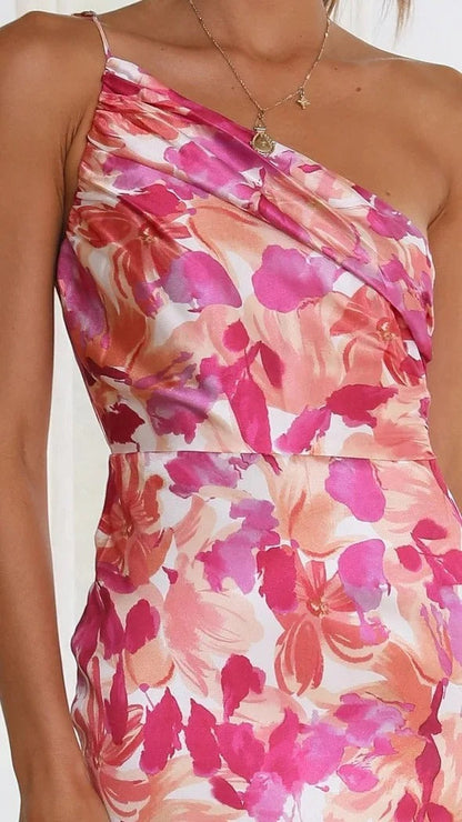 Karoline | Ein-Schulter-Blumenkleid
