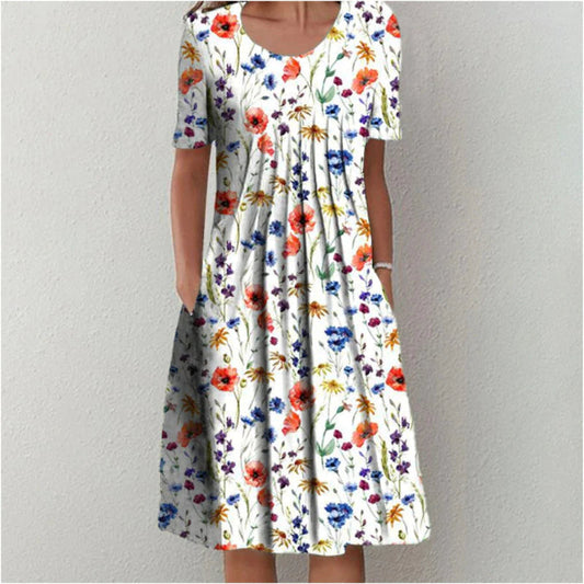 Alissa – Elegantes Blumenkleid mit Bauchbedeckung