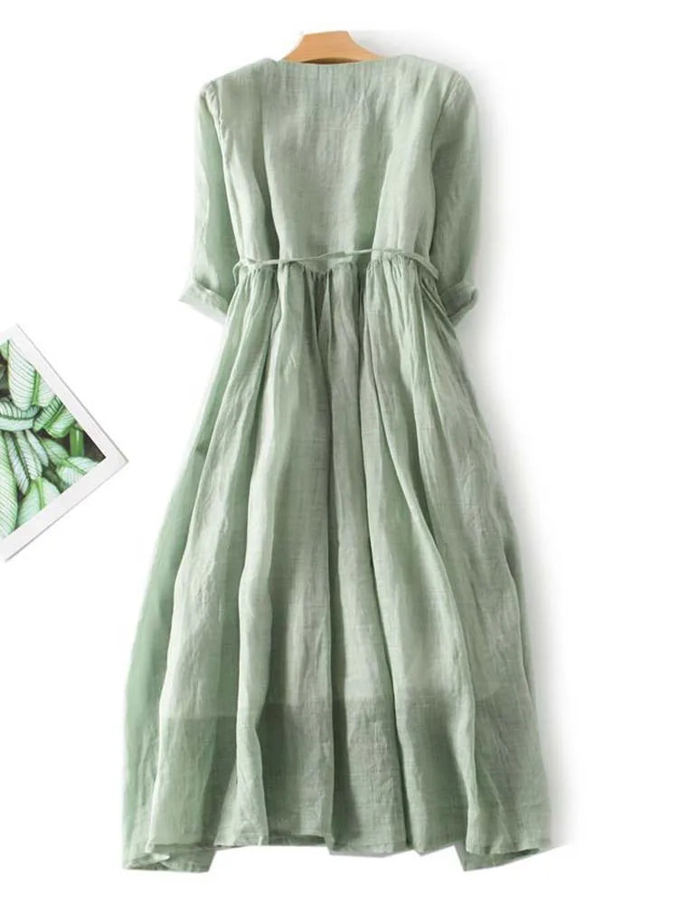 Jennifer – Sommerkleid aus Leinen mit Boho-Charme