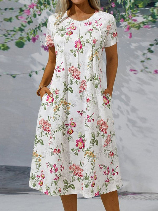 Ida – Blümchenkleid mit Rundhalsausschnitt