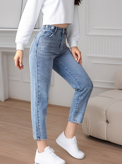 LUSSO™ -  Einfarbige Hohe Taille Jeans in Gewaschenem Blau
