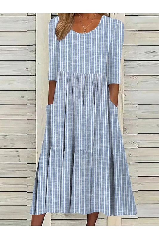 Hilda – Gestreiftes Kleid mit halblangen Ärmeln