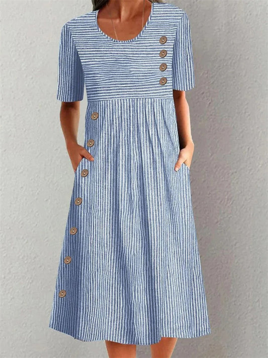 Maria – Gestreiftes Baumwoll-Midikleid