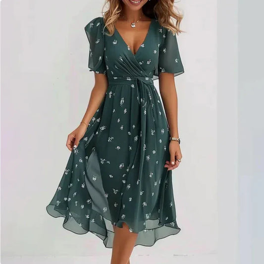 Isabella – Elegantes V-Ausschnitt Sommerkleid