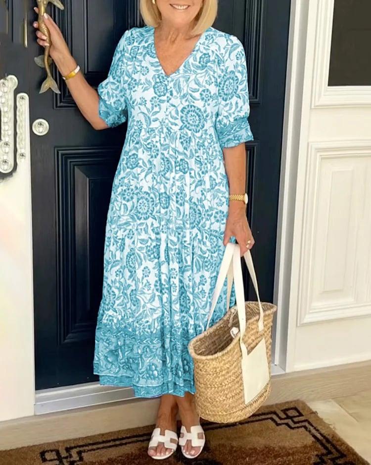 Catherine – Geblümtes Maxikleid